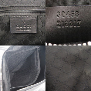 美品 グッチ デニム レザー ブラック シルバー金具 30458 ミニ ボストンバッグ ハンドバッグ 黒 0670【中古】GUCCI