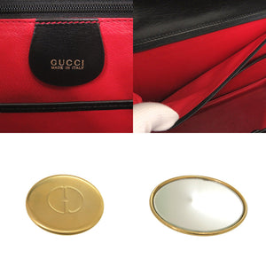 美品 グッチ バンブー ターンロック ヴィンテージ レザー ブラック ハンドバッグ 黒 0715【中古】GUCCI
