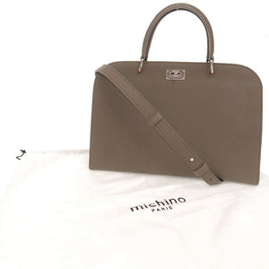 未使用品 ミチノ パリ オペラバッグ スモール レザー トープ 2WAY ショルダー ハンドバッグ 0718【中古】michino PARIS