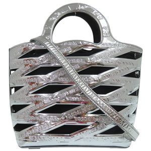 美品 バレンシアガ ネオバスケット 2WAY ショルダーバッグ ハンドバッグ エナメル シルバー 0720【中古】BALENCIAGA