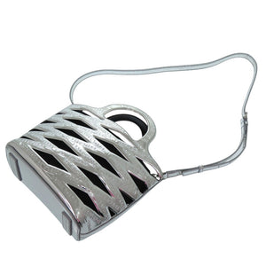 美品 バレンシアガ ネオバスケット 2WAY ショルダーバッグ ハンドバッグ エナメル シルバー 0720【中古】BALENCIAGA