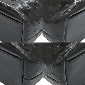 新品同様 ジミーチュウ MINISARA ミニサラ エンボススター エナメル ブラック 2wayハンドバッグ 黒 0742【中古】JIMMY CHOO