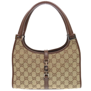 美品 グッチ ジャッキー GGキャンバス レザー ベージュ ブラウン ショルダーバッグ 0766【中古】GUCCI