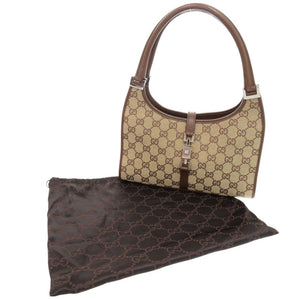 美品 グッチ ジャッキー GGキャンバス レザー ベージュ ブラウン ショルダーバッグ 0766【中古】GUCCI
