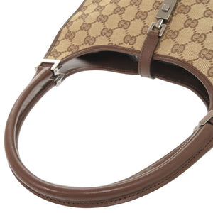 美品 グッチ ジャッキー GGキャンバス レザー ベージュ ブラウン ショルダーバッグ 0766【中古】GUCCI