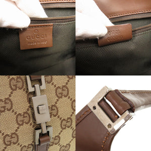 美品 グッチ ジャッキー GGキャンバス レザー ベージュ ブラウン ショルダーバッグ 0766【中古】GUCCI