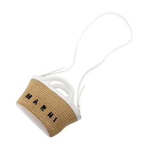 マルニ トロピカリア マイクロ BMMP0067Q0 P3860 コットン/レザー/ポリアミド ベージュ ホワイト ショルダーバッグ 0770【中古】MARNI