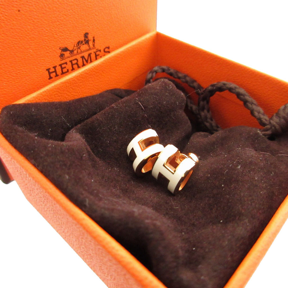 美品 エルメス ポップアッシュミニH メタル アイボリー ローズゴールド ピアス 0795【中古】HERMES