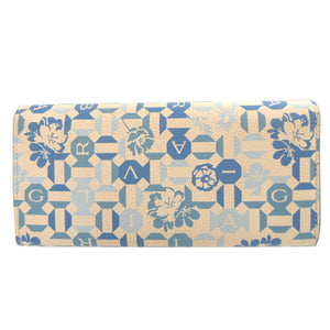 新品同様 ブルガリ ブルガリブルガリ レザー ホワイト 白 ブルー 青 2つ折り長財布 財布 0798【中古】BVLGARI