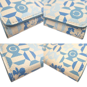 新品同様 ブルガリ ブルガリブルガリ レザー ホワイト 白 ブルー 青 2つ折り長財布 財布 0798【中古】BVLGARI