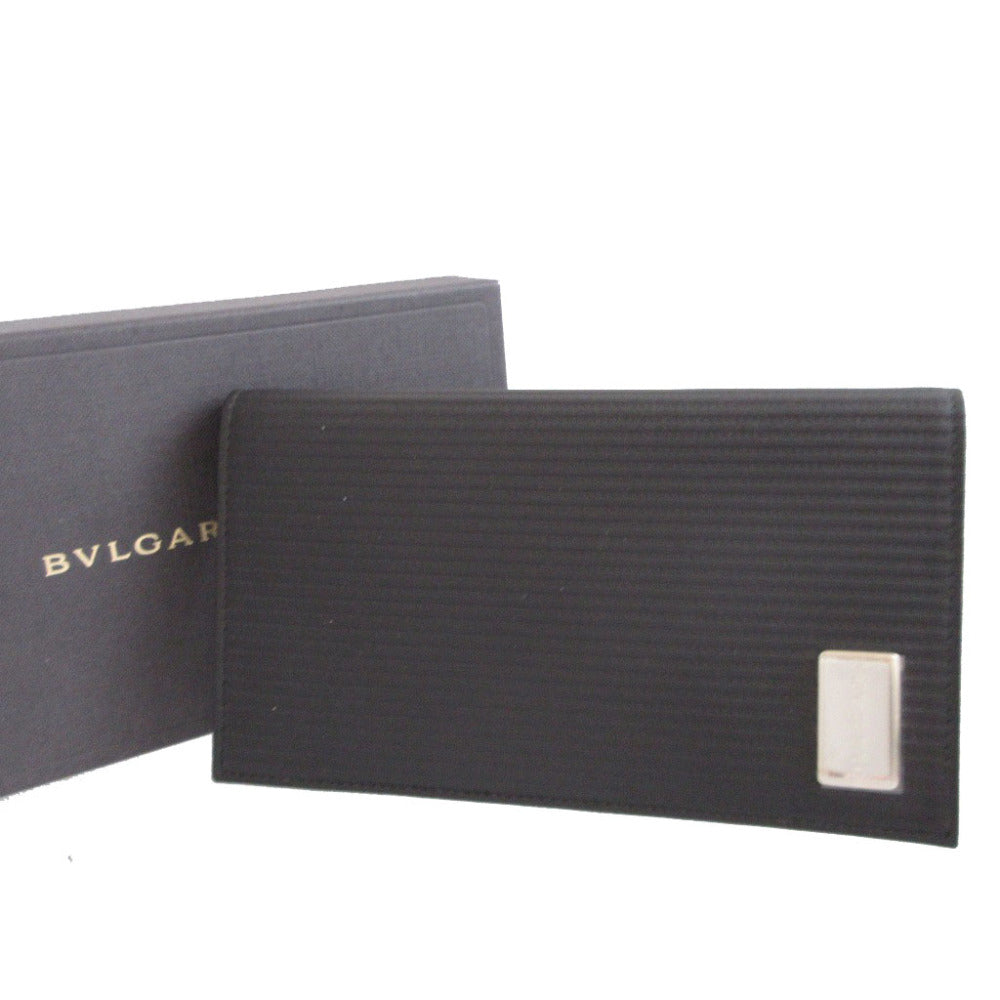 未使用 ブルガリ ミレリゲ レザー ブラック 黒 2つ折り長財布 財布 0799【中古】BVLGARI