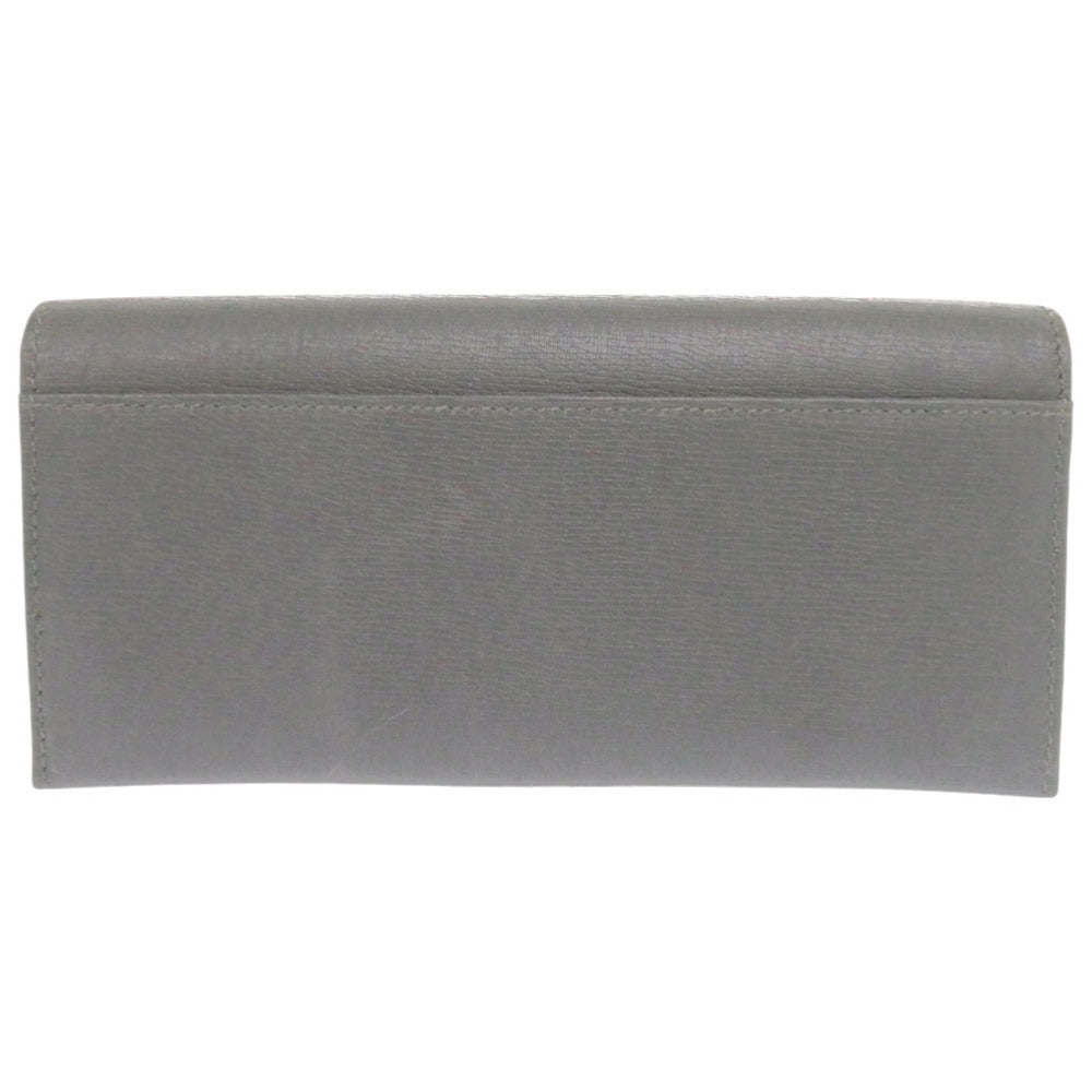 美品 グッチ インターロッキングG 256348 レザー グレー 長財布 0803【中古】GUCCI メンズ