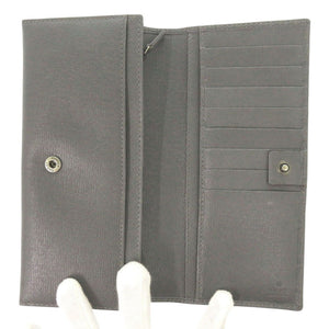 美品 グッチ インターロッキングG 256348 レザー グレー 長財布 0803【中古】GUCCI メンズ