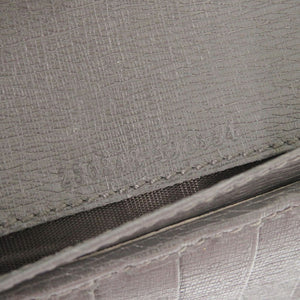 美品 グッチ インターロッキングG 256348 レザー グレー 長財布 0803【中古】GUCCI メンズ