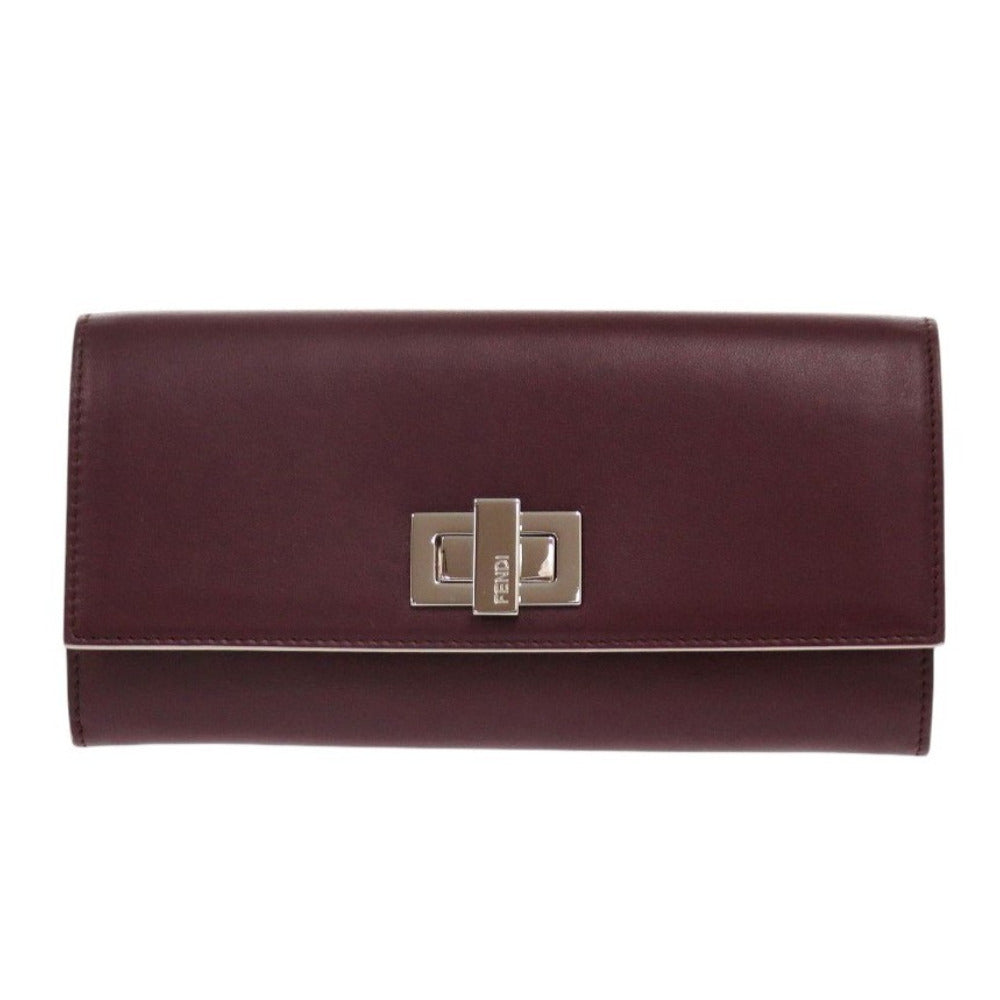 未使用 フェンディ ピーカブー 8M0377 レザー ボルドー 長財布 赤 0804【中古】FENDI