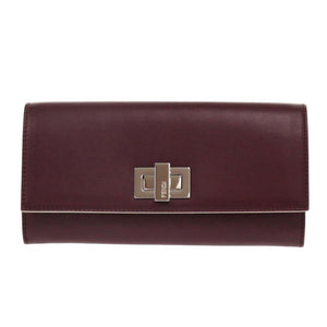 未使用 フェンディ ピーカブー 8M0377 レザー ボルドー 長財布 赤 0804【中古】FENDI
