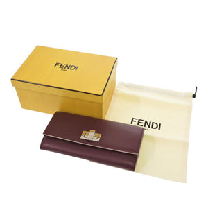 未使用 フェンディ ピーカブー 8M0377 レザー ボルドー 長財布 赤 0804【中古】FENDI