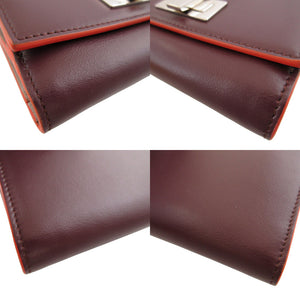 新品同様 フェンディ ピーカブー 8M0359 レザー ボルドー Wホック財布 財布 0805【中古】FENDI