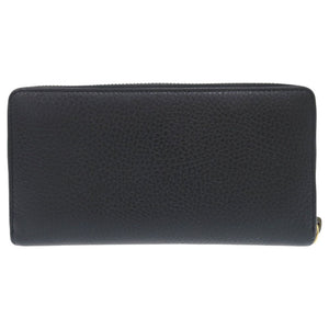 美品 グッチ GGマーモント リボン 524291 レザー ブラック ラウンドファスナー 長財布 0811【中古】GUCCI