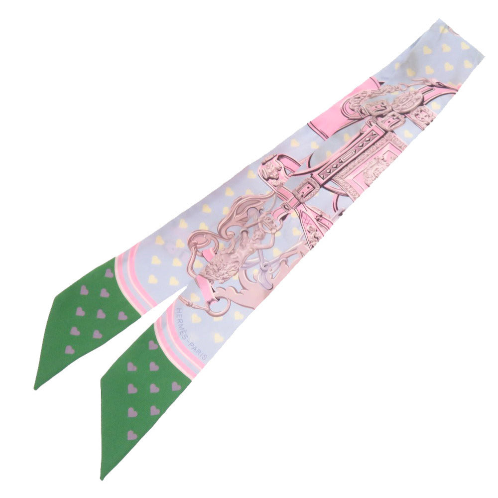 エルメス ハート ツイリー BRIDES DE GALA LOVE ブリッド ドゥ ガラ ラブ ブルーシエル パルム ヴェール スカーフ 0813 【中古】 HERMES