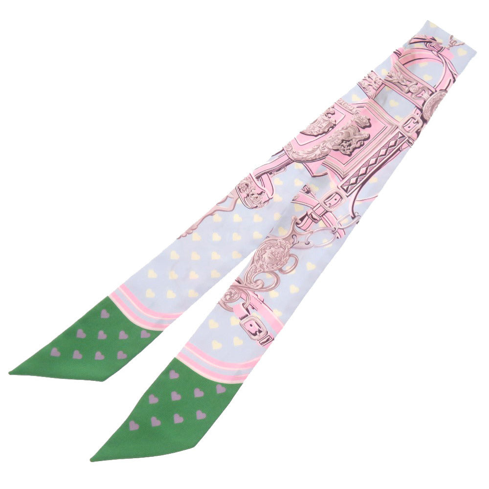 エルメス ハート ツイリー BRIDES DE GALA LOVE ブリッド ドゥ ガラ ラブ ブルーシエル パルム ヴェール スカーフ 0813 【中古】 HERMES