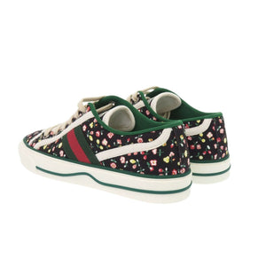 未使用 グッチ LIBERTY コラボ テニス1977 リバティ 花柄 606110 キャンバス ブラック スニーカー 黒 0814【中古】GUCCI