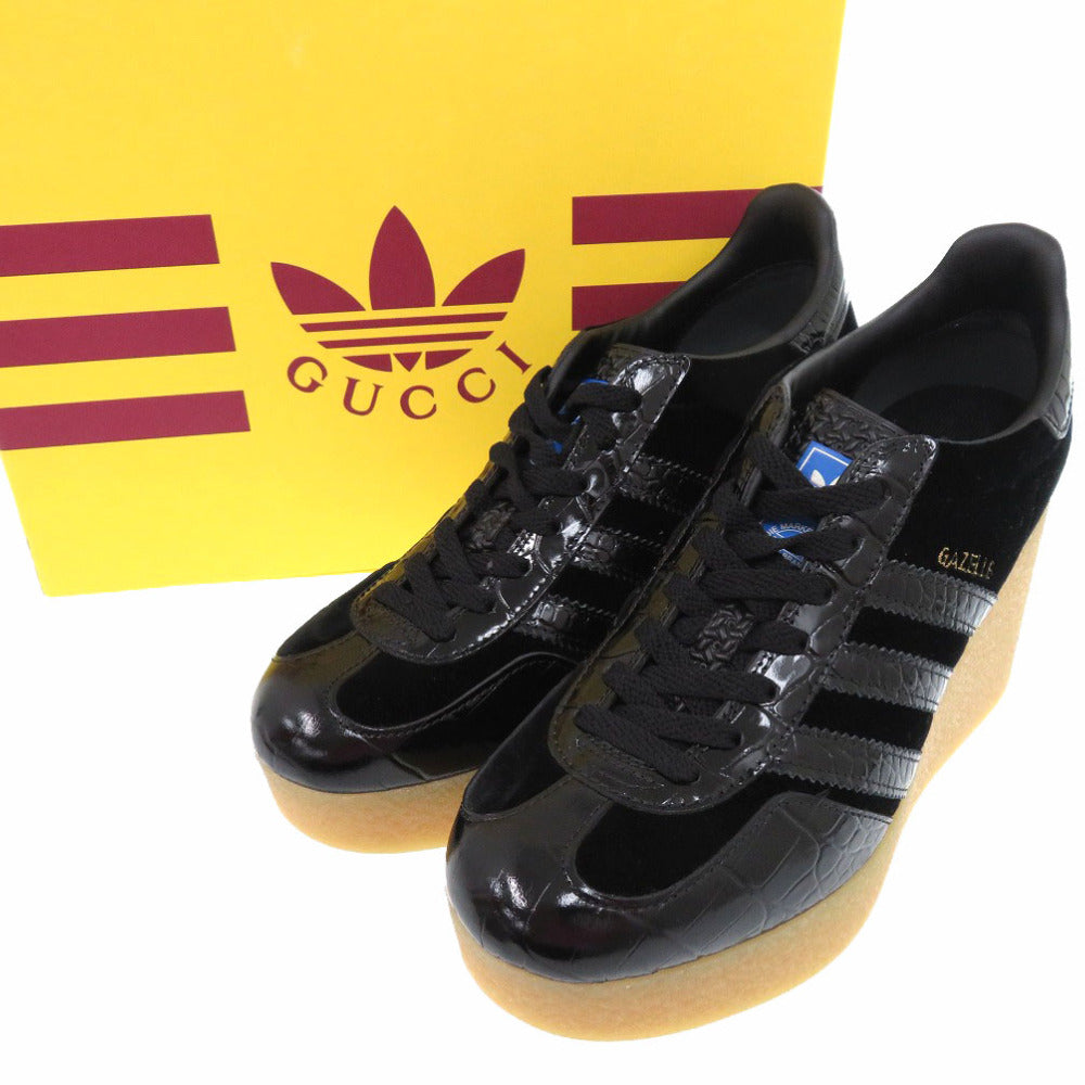 未使用品 グッチ × アディダス GUCCI × adidas originals ガゼル GAZELLE スニーカー エナメル ブラック 0815【中古】GUCCI