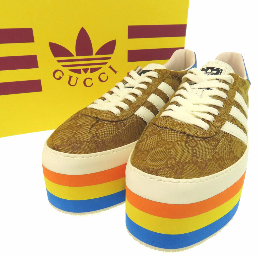 未使用品 グッチ × アディダス GUCCI × adidas originals ガゼル GAZELLE スニーカー 707873 GGキャンバス 0816【中古】GUCCI