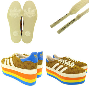 未使用品 グッチ × アディダス GUCCI × adidas originals ガゼル GAZELLE スニーカー 707873 GGキャンバス 0816【中古】GUCCI