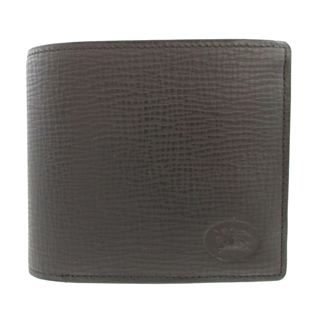 美品 バーバリー レザー ブラック 黒 2つ折り財布 財布 0817【中古】BURBERRY