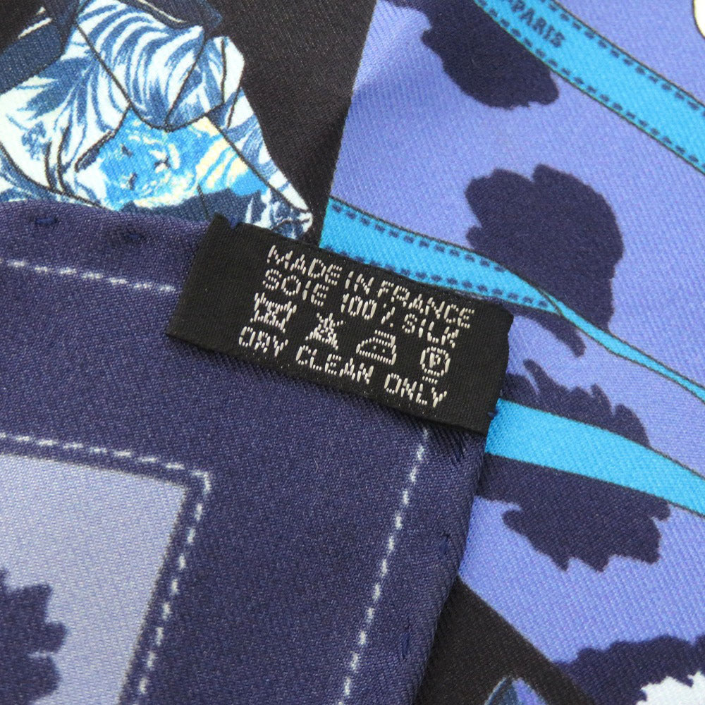 美品 エルメス カレ40 MONSIEUR ET MADAME ムッシュ＆マダム シルク ブルー スカーフ 0821【中古】HERMES