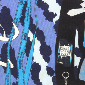 美品 エルメス カレ40 MONSIEUR ET MADAME ムッシュ＆マダム シルク ブルー スカーフ 0821【中古】HERMES