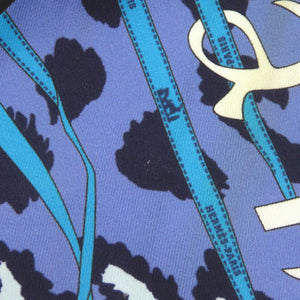 美品 エルメス カレ40 MONSIEUR ET MADAME ムッシュ＆マダム シルク ブルー スカーフ 0821【中古】HERMES