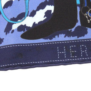 美品 エルメス カレ40 MONSIEUR ET MADAME ムッシュ＆マダム シルク ブルー スカーフ 0821【中古】HERMES