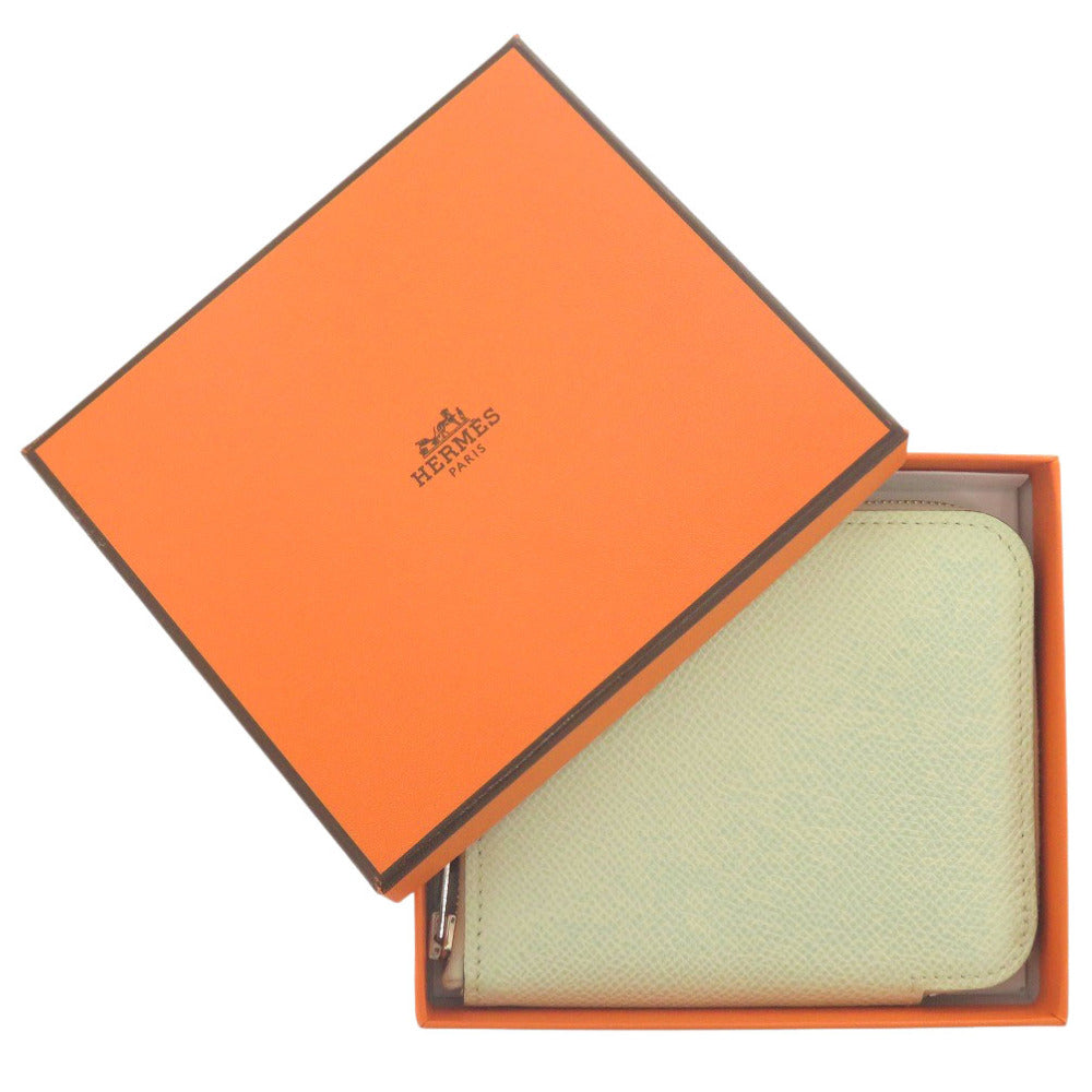 美品 エルメス アザップ シルクイン コンパクト ヴォーエプソン/シルク ヴェールフィズ シルバー金具 B刻印(2023年製) コインケース 財布 0836【中古】HERMES