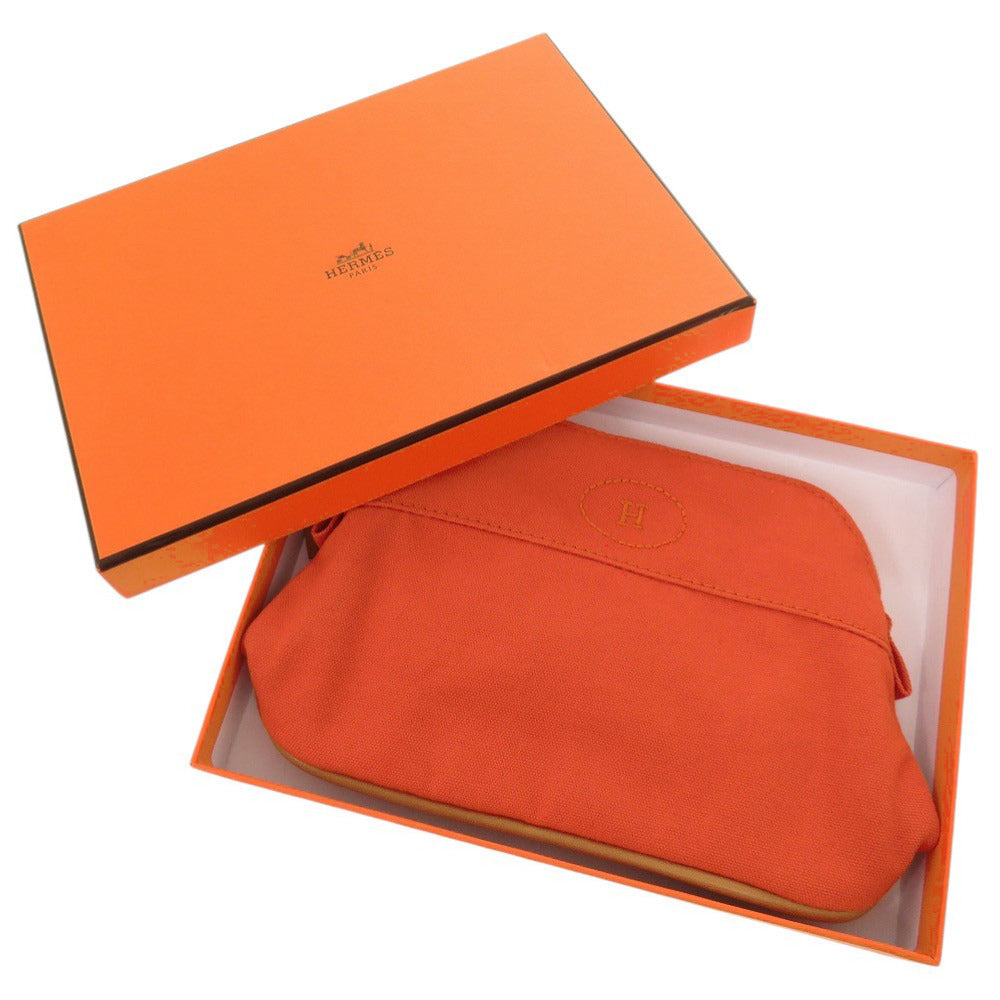 新品同様 エルメス ボリードポーチ 20 PM コットン オレンジ ポーチ 0837【中古】HERMES