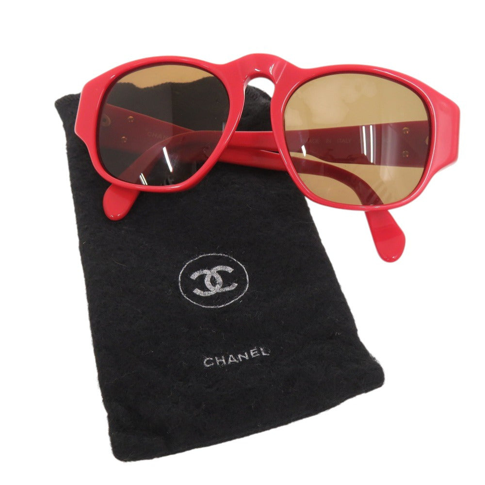 シャネル マトラッセ ココマーク プラスチック レッド サングラス 赤 0844【中古】CHANEL