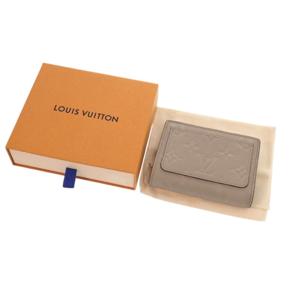 美品 ルイ ヴィトン ポルトフォイユ クレア M80152 モノグラムアンプラント トゥルトレール 二つ折り財布 ベージュ LV 0846【中古】LOUIS VUITTON