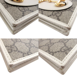 美品 グッチ 621887 ホースビット GGスプリーム レザー ベージュ コンパクトウォレット 2つ折り財布 財布 0855【中古】GUCCI