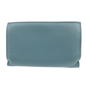 新品同様 ボッテガヴェネタ フラワー レザー ブルー 青 2つ折り財布 財布 0857【中古】BOTTEGA VENETA