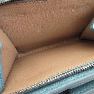 新品同様 ボッテガヴェネタ フラワー レザー ブルー 青 2つ折り財布 財布 0857【中古】BOTTEGA VENETA