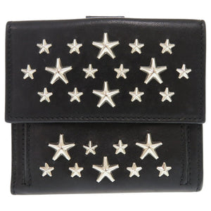 美品 ジミーチュウ フリーダ スタースタッズ レザー スタッズ ブラック 二つ折り財布 0858【中古】JIMMY CHOO
