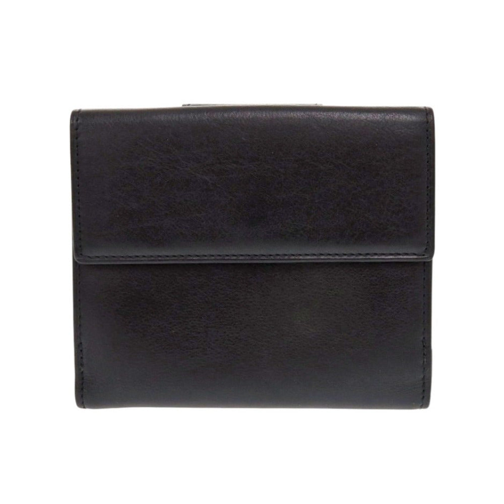 美品 ブルガリ レザー ブラック 二つ折り財布 黒 0859【中古】BVLGARI