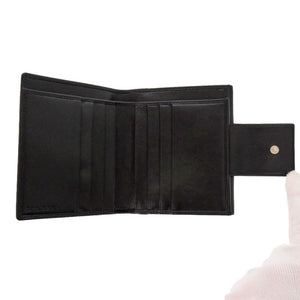 美品 ブルガリ レザー ブラック 二つ折り財布 黒 0859【中古】BVLGARI