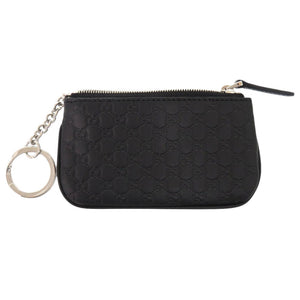 新品同様 グッチ マイクロ グッチシマ キーリング付き 544476 レザー ブラック コインケース 0860【中古】GUCCI