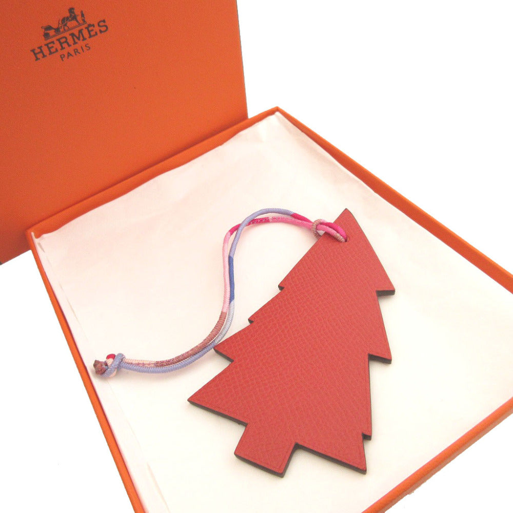 新品同様 エルメス プティアッシュ ツリー エプソン トゴ ローズウッド テールバテュー バッグチャーム キーホルダー 0872【中古】HERMES