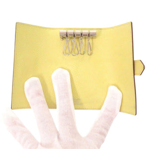 美品 エルメス ベアン 4連 シルバー金具 ヴォーエプソン ジョーヌプッサン R刻印(2014年製) キーケース 0988【中古】HERMES