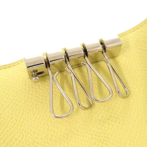 美品 エルメス ベアン 4連 シルバー金具 ヴォーエプソン ジョーヌプッサン R刻印(2014年製) キーケース 0988【中古】HERMES