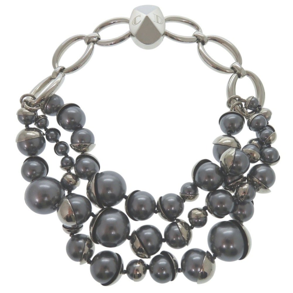 美品 ディオール フェイクパール ネックレス シルバーチョーカー 0989【中古】Dior