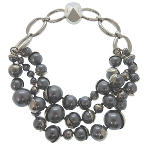 美品 ディオール フェイクパール ネックレス シルバーチョーカー 0989【中古】Dior